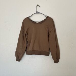 Nwot LANVIN en bleu ruffle bow top knit blouse sweatshirt top 38 tan